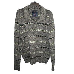 American Eagle Henley Sweater Mens Size Medium Athletic Fit Rabbit Hair Blend